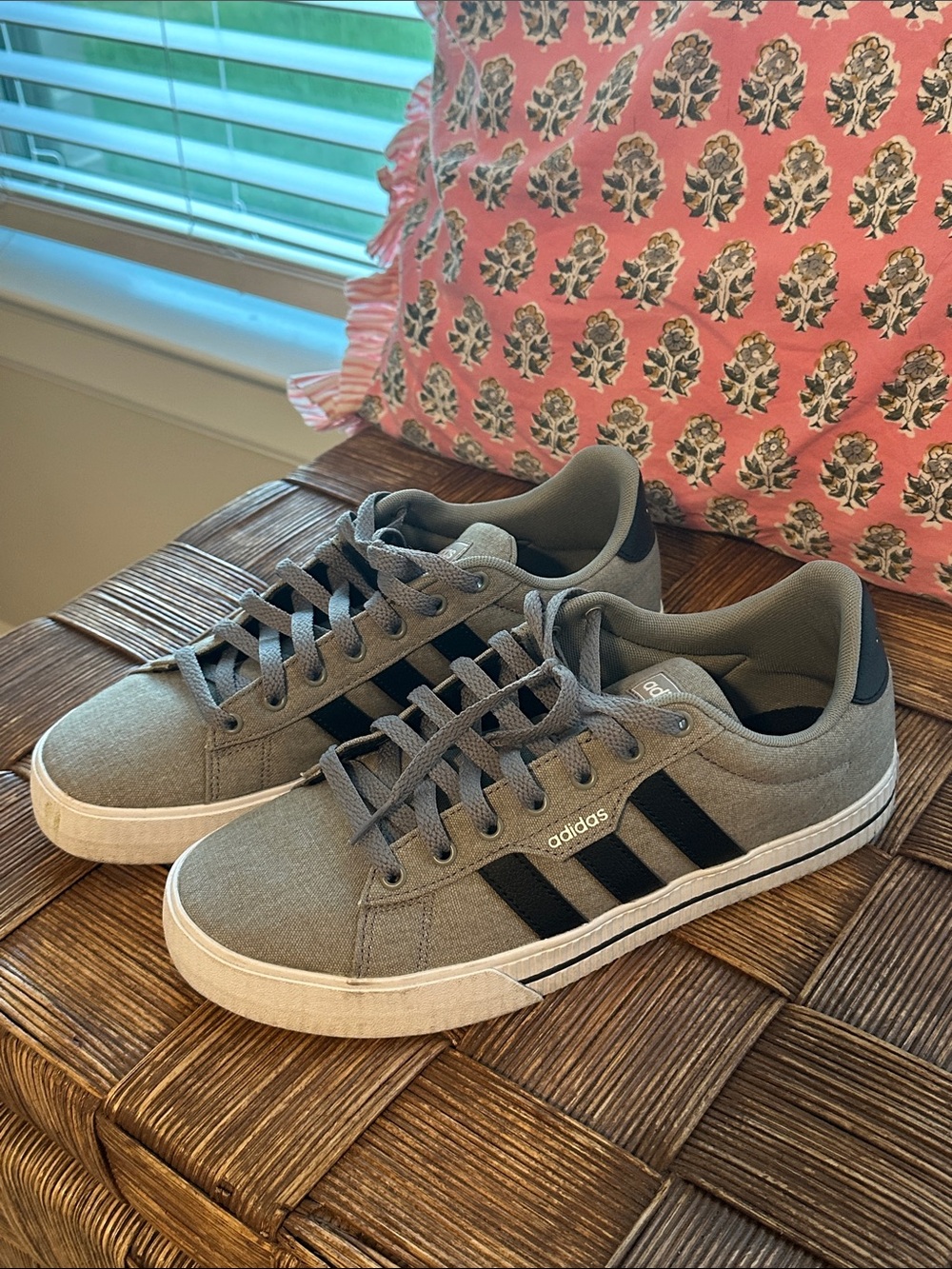 adidas Gray Canvas Sneakers with Black Stripes